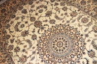 ペルシャリビング絨毯の6帖、明るい色彩メダリオン59034