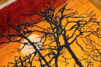 おしゃれ手織りペルシャギャッベソファー前のオレンジ色18105