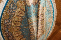 絨毯丸い、最高級手織りペルシャ絨毯円形絹60001