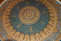 絨毯丸い、最高級手織りペルシャ絨毯円形絹60001