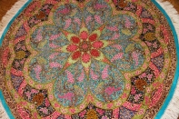 最高級クムシルクの円形とても華やかな色彩60003