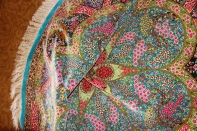 最高級クムシルクの円形とても華やかな色彩60003