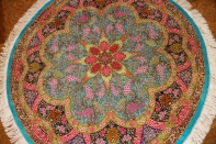 最高級クムシルクの円形とても華やかな色彩60003