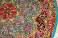 最高級クムシルクの円形とても華やかな色彩60003