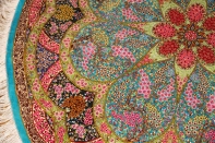 最高級クムシルクの円形とても華やかな色彩60003