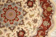 丸い手織りペルシャ絨毯タブリーズ産地メダリオン22203