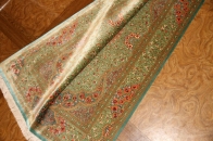 高級シルクの手織りペルシャ絨毯綺麗なグリーン色56089