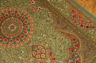 高級シルクの手織りペルシャ絨毯綺麗なグリーン色56089