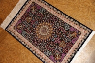て作り玄関マットのシルクペルシャ絨毯メダリオン56051