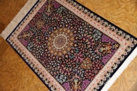 て作り玄関マットのシルクペルシャ絨毯メダリオン56051