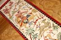 小さいハンティングデザイン細長いペルシャ絨毯49011