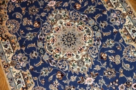 あこがれの色彩ナインブルー玄関マット手織りペルシャ絨毯21186