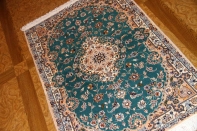 エメラルドグリーン高級ペルシャナイン玄関マット21191