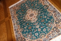 エメラルドグリーン高級ペルシャナイン玄関マット21191