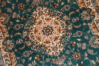 エメラルドグリーン高級ペルシャナイン玄関マット21191