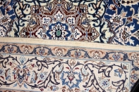 ブルーカーペットのナイン産地ハンドメイドペルシャ絨毯3276