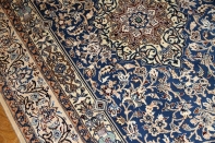 ブルーカーペットのナイン産地ハンドメイドペルシャ絨毯3276