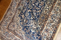 ブルーカーペットのナイン産地ハンドメイドペルシャ絨毯3276