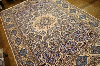 高級ペルシャ絨毯ナインゴンバディーペルシャブルー2415441