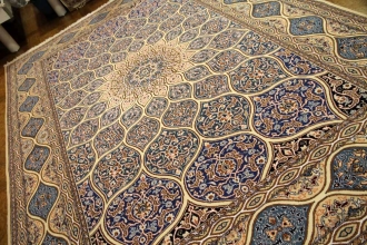 高級ペルシャ絨毯ナインゴンバディーペルシャブルー2415441