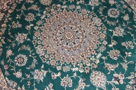 ペルシャ絨毯正方形ナイングリーン色リビング58089