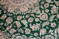 リビング手織りペルシャ絨毯メダリオングリーンナイン産59026