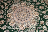 リビング手織りペルシャ絨毯メダリオングリーンナイン産59026