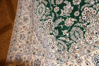 リビング手織りペルシャ絨毯メダリオングリーンナイン産59026