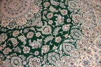 リビング手織りペルシャ絨毯メダリオングリーンナイン産59026