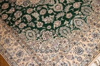 リビング手織りペルシャ絨毯メダリオングリーンナイン産59026