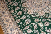 リビング手織りペルシャ絨毯メダリオングリーンナイン産59026