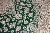 リビング手織りペルシャ絨毯メダリオングリーンナイン産59026