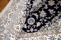 ペルシャ絨毯正方形ナインリビングシックな色彩の紺色58090