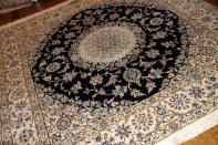 ペルシャ絨毯正方形ナインリビングシックな色彩の紺色58090