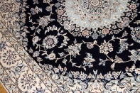 ペルシャ絨毯正方形ナインリビングシックな色彩の紺色58090