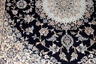 ペルシャ絨毯正方形ナインリビングシックな色彩の紺色58090