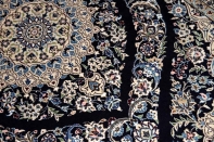 ペルシャ絨毯ナイン、シックな紺の色彩ラグサイズ530808