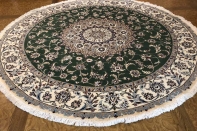 円形のじゅうたん、手織りペルシャ絨毯の丸グリーン188480