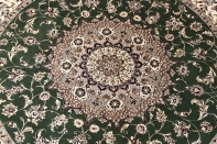 円形のじゅうたん、手織りペルシャ絨毯の丸グリーン188480