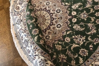 円形のじゅうたん、手織りペルシャ絨毯の丸グリーン188480