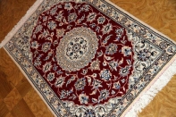 赤色綺麗な玄関マット、手織りペルシャ絨毯ナイン40549