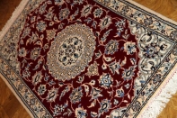 赤色綺麗な玄関マット、手織りペルシャ絨毯ナイン40549