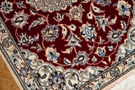 赤色綺麗な玄関マット、手織りペルシャ絨毯ナイン40549