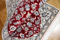 赤色綺麗な玄関マット、手織りペルシャ絨毯ナイン40549