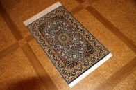 シルクのペルシャ絨毯玄関マットブルー色56041