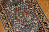 シルクのペルシャ絨毯玄関マットブルー色56041