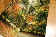 オータムの風景でペルシャ手織り絨毯50111