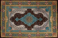 シルクのペルシャラグ高品質手織りイラン製絨毯60008