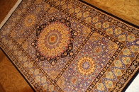 ペルシャ絨毯シルク変わってる玄関マット50053