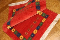 高級ギャッベシラズ産綺麗な赤色の玄関マットギャッベ18881